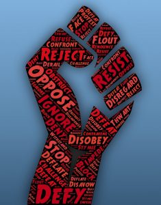 raise a fist of defiance!